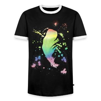 Feather Rainbow vintage shabby cool gift - Men's Ringer Shirt - black/white - Front - AI Model Female 172 light (172cm) & AI Model Male 178 light (178cm)