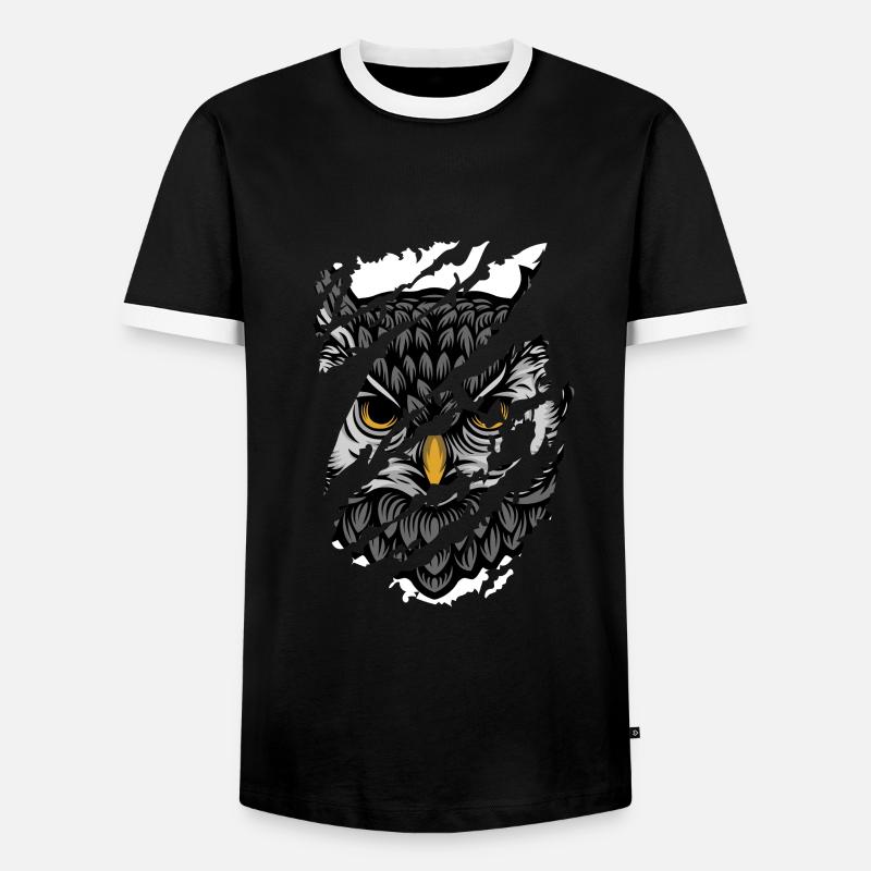Owl - Eule - Men's Ringer Shirt - black/white