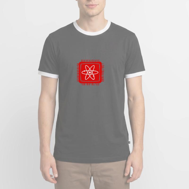 Quantum Computer Quantum Computer Physics Atom Chip Men's Ringer Shirt