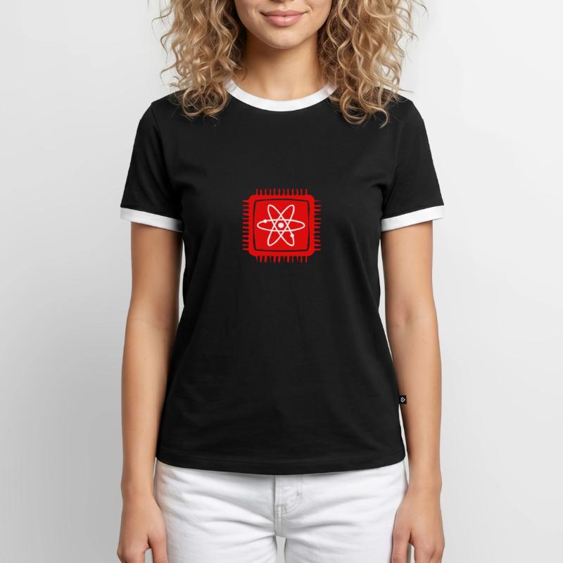 Quantum Computer Quantum Computer Physics Atom Chip Men's Ringer Shirt