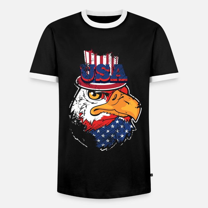 USA Eagle - Men's Ringer Shirt - black/white