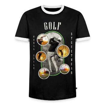 Golf Golfen Golfspieler Sport Hobby Club Vintage - Männer Kontrast-T-Shirt - Schwarz/Weiß - Vorne - AI Model Female 172 light (172cm) & AI Model Male 178 light (178cm)