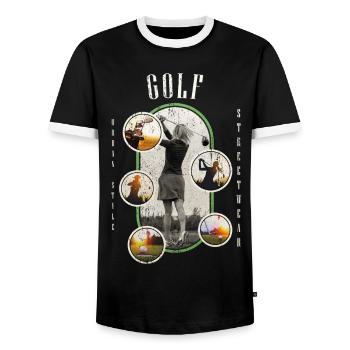Golf Golfen Golfspielerin Sport Hobby Club Vintage - Männer Kontrast-T-Shirt - Schwarz/Weiß - Vorne - AI Model Female 172 light (172cm) & AI Model Male 178 light (178cm)