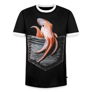 Tintenfisch - Männer Kontrast-T-Shirt - Schwarz/Weiß - Vorne - AI Model Female 172 light (172cm) & AI Model Male 178 light (178cm)