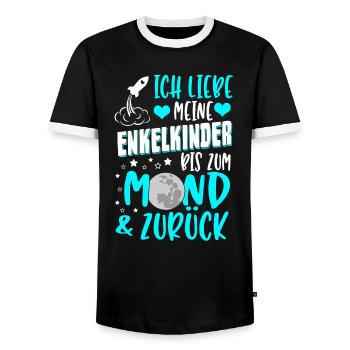 Ich liebe meine Enkelkinder bis zum Mond u. zurück - Männer Kontrast-T-Shirt - Schwarz/Weiß - Vorne - AI Model Female 172 light (172cm) & AI Model Male 178 light (178cm)