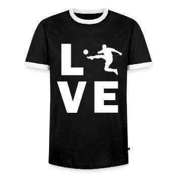 Love football - Men's Ringer Shirt - black/white - Front - AI Model Female 172 light (172cm) & AI Model Male 178 light (178cm)