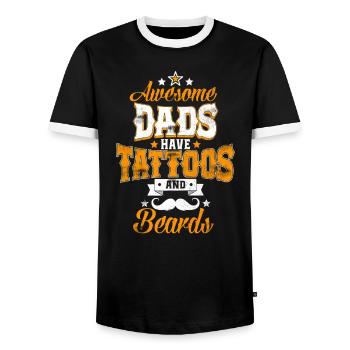 Awesome Dads have Tattoos and Beards -Vater Bart - Männer Kontrast-T-Shirt - Schwarz/Weiß - Vorne - AI Model Female 172 light (172cm) & AI Model Male 178 light (178cm)