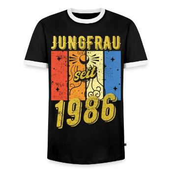 Jungfrau 1986 Sternzeichen Geburtstag - Männer Kontrast-T-Shirt - Schwarz/Weiß - Vorne - AI Model Female 172 light (172cm) & AI Model Male 178 light (178cm)
