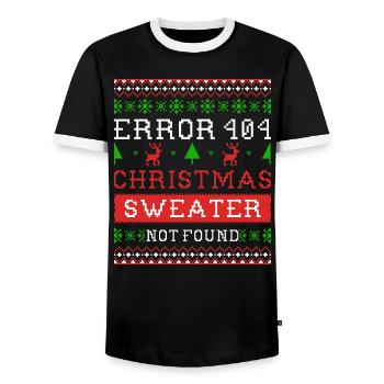 Error 404 Christmas sweater not found Ugly Sweater - Männer Kontrast-T-Shirt - Schwarz/Weiß - Vorne - AI Model Female 172 light (172cm) & AI Model Male 178 light (178cm)
