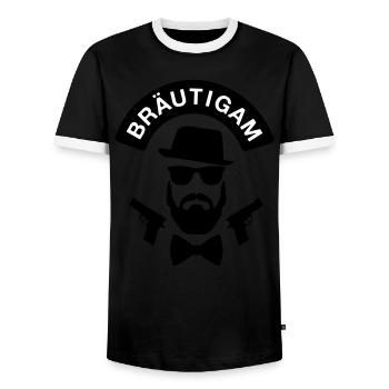 Bräutigam T-Shirt - JGA Shirt - Bachelor - Party - Männer Kontrast-T-Shirt - Schwarz/Weiß - Vorne - AI Model Female 172 light (172cm) & AI Model Male 178 light (178cm)