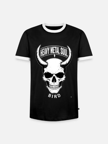 BIRD Original – Gehörnter Rebellenschädel - Männer Kontrast-T-Shirt - Schwarz/Weiß