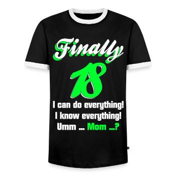 18 Geburtstag Lustiger Spruch - Männer Kontrast-T-Shirt - Schwarz/Weiß - Vorne - AI Model Female 172 light (172cm) & AI Model Male 178 light (178cm)