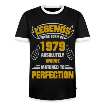 Légende Perfection 1979 Naissance anniversaire - T-shirt contrasté Homme - noir/blanc - Devant - AI Model Female 172 light (172cm) & AI Model Male 178 light (178cm)