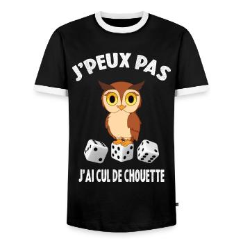 Je Peux Pas J'ai Cul de Chouette - T-shirt contrasté Homme - noir/blanc - Devant - AI Model Female 172 light (172cm) & AI Model Male 178 light (178cm)