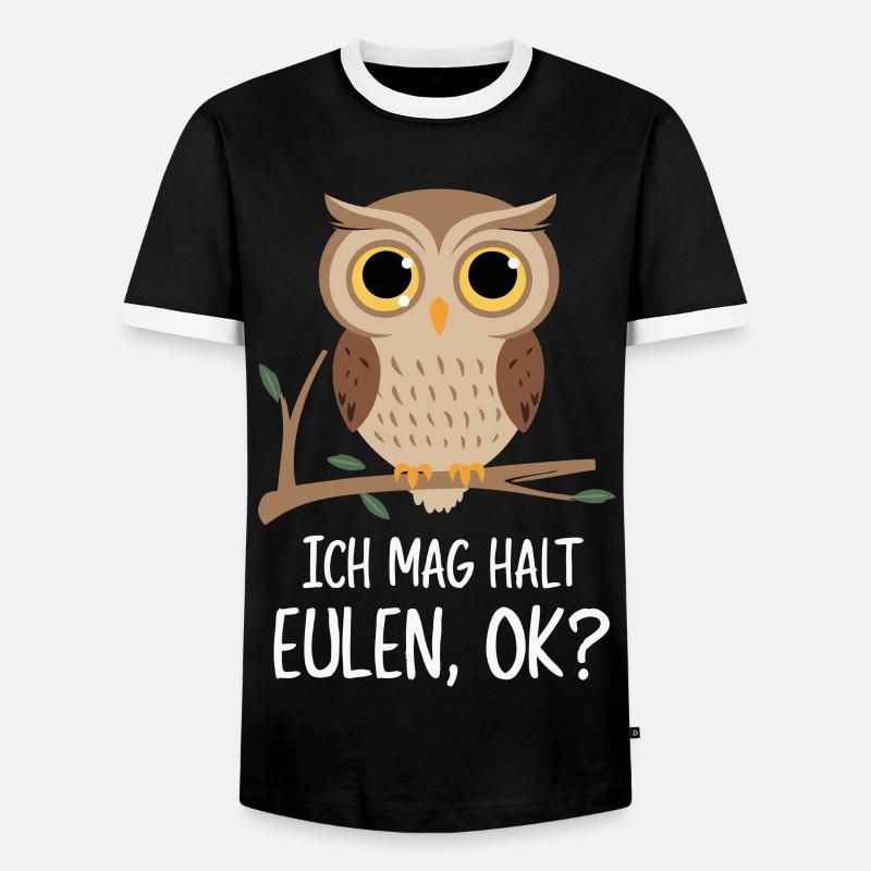 Nachteule Eule Eulen Vogel - Männer Kontrast-T-Shirt - Schwarz/Weiß