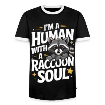 Raton laveur - T-shirt contrasté Homme - noir/blanc - Devant - AI Model Female 172 light (172cm) & AI Model Male 178 light (178cm)