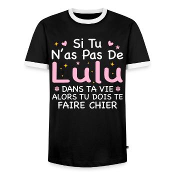 Si Tu N as Pas De Lulu Dans Ta Vie Cadeau - T-shirt contrasté Homme - noir/blanc - Devant - AI Model Female 172 light (172cm) & AI Model Male 178 light (178cm)