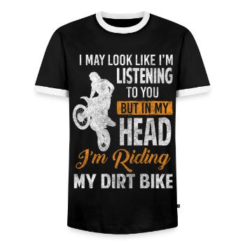Dirt Bike Adrenaline Stunt Biking - Men's Ringer Shirt - black/white - Front - AI Model Female 172 light (172cm) & AI Model Male 178 light (178cm)