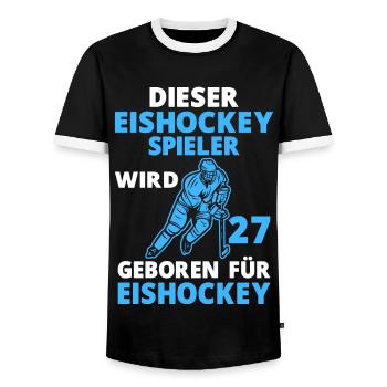 Eishockeyspieler Eishockey 27 Geburtstag Spruch - Männer Kontrast-T-Shirt - Schwarz/Weiß - Vorne - AI Model Female 172 light (172cm) & AI Model Male 178 light (178cm)