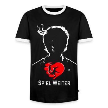 Spiel Weiter Grafik - T-shirt contrasté Homme - noir/blanc - Devant - AI Model Female 172 light (172cm) & AI Model Male 178 light (178cm)