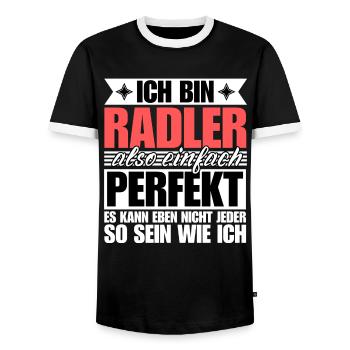 Perfekter Radler - Männer Kontrast-T-Shirt - Schwarz/Weiß - Vorne - AI Model Female 172 light (172cm) & AI Model Male 178 light (178cm)