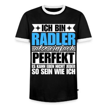 Perfekter Radler - Männer Kontrast-T-Shirt - Schwarz/Weiß - Vorne - AI Model Female 172 light (172cm) & AI Model Male 178 light (178cm)