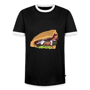 Doner kebab - Men's Ringer Shirt - black/white - Front - AI Model Female 172 light (172cm) & AI Model Male 178 light (178cm)