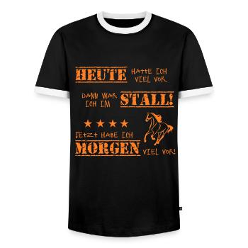 Pferdesprüche Lustiger Pferdespruch T-Shirt - Männer Kontrast-T-Shirt - Schwarz/Weiß - Vorne - AI Model Female 172 light (172cm) & AI Model Male 178 light (178cm)
