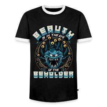 Dungeons And Dragons Beauth Is In Eye Of Beholder - Men's Ringer Shirt - black/white - Front - AI Model Female 172 light (172cm) & AI Model Male 178 light (178cm)