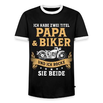 Biker Papa Motorradfahrer Motorrad - Männer Kontrast-T-Shirt - Schwarz/Weiß - Vorne - AI Model Female 172 light (172cm) & AI Model Male 178 light (178cm)