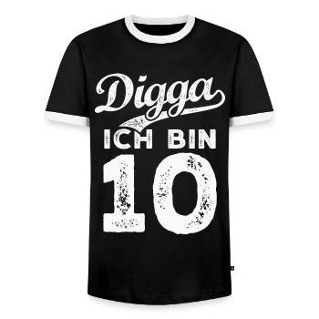 Digga Ich Bin 10 Jahre 10. Geburtstag - Männer Kontrast-T-Shirt - Schwarz/Weiß - Vorne - AI Model Female 172 light (172cm) & AI Model Male 178 light (178cm)