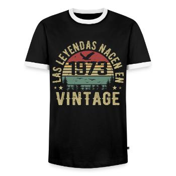 Les légendes sont nées 1973 Cadeau d’anniversaire 1973 - T-shirt contrasté Homme - noir/blanc - Devant - AI Model Female 172 light (172cm) & AI Model Male 178 light (178cm)