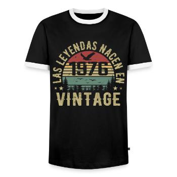 Legenden werden geboren 1976 Geburtstagsgeschenk 1976 - Männer Kontrast-T-Shirt - Schwarz/Weiß - Vorne - AI Model Female 172 light (172cm) & AI Model Male 178 light (178cm)