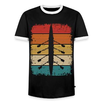 Ruderer Rudern Ruderboot - Männer Kontrast-T-Shirt - Schwarz/Weiß - Vorne - AI Model Female 172 light (172cm) & AI Model Male 178 light (178cm)