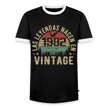 Les légendes sont nées 1982 Cadeau d’anniversaire 1982 - T-shirt contrasté Homme - noir/blanc - Devant - AI Model Female 172 light (172cm) & AI Model Male 178 light (178cm)