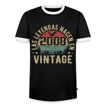 Legenden werden geboren 2008 Geburtstagsgeschenk 2008 - Männer Kontrast-T-Shirt - Schwarz/Weiß - Vorne - AI Model Female 172 light (172cm) & AI Model Male 178 light (178cm)