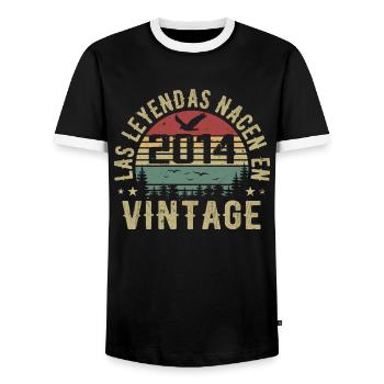 Legenden sind geboren 2014 Geburtstagsgeschenk 2014 - Männer Kontrast-T-Shirt - Schwarz/Weiß - Vorne - AI Model Female 172 light (172cm) & AI Model Male 178 light (178cm)