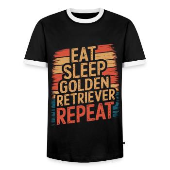 Eat. Sleep. Golden Retriever. Repeat. - Männer Kontrast-T-Shirt - Schwarz/Weiß - Vorne - AI Model Female 172 light (172cm) & AI Model Male 178 light (178cm)