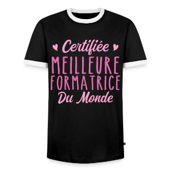Certifiée meilleure formatrice du monde - T-shirt contrasté Homme - noir/blanc - Devant - AI Model Female 172 light (172cm) & AI Model Male 178 light (178cm)
