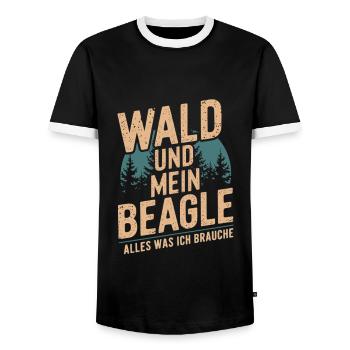 Wald und mein Beagle - Männer Kontrast-T-Shirt - Schwarz/Weiß - Vorne - AI Model Female 172 light (172cm) & AI Model Male 178 light (178cm)