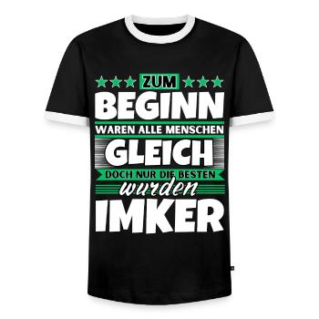 Zum Beginn gleich die besten wurden Imker - Männer Kontrast-T-Shirt - Schwarz/Weiß - Vorne - AI Model Female 172 light (172cm) & AI Model Male 178 light (178cm)