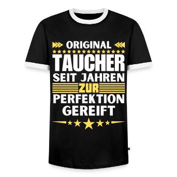Divers Matured to Perfection - Men's Ringer Shirt - black/white - Front - AI Model Female 172 light (172cm) & AI Model Male 178 light (178cm)