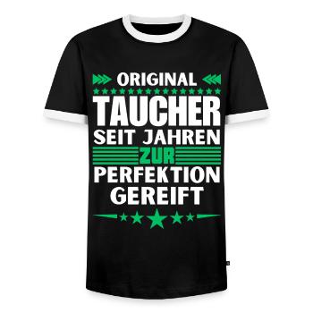 Divers Matured to Perfection - Men's Ringer Shirt - black/white - Front - AI Model Female 172 light (172cm) & AI Model Male 178 light (178cm)