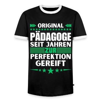 Pédagogue mûri à la perfection - T-shirt contrasté Homme - noir/blanc - Devant - AI Model Female 172 light (172cm) & AI Model Male 178 light (178cm)
