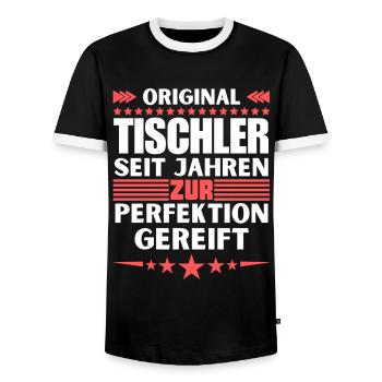Carpenters matured to perfection - Men's Ringer Shirt - black/white - Front - AI Model Female 172 light (172cm) & AI Model Male 178 light (178cm)