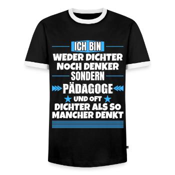 Ni poète ni penseur, mais pédagogue - T-shirt contrasté Homme - noir/blanc - Devant - AI Model Female 172 light (172cm) & AI Model Male 178 light (178cm)