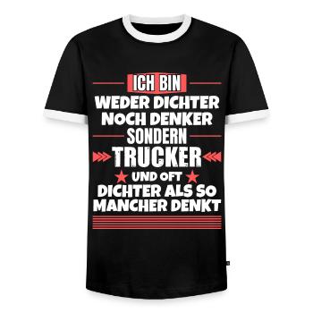 Weder Dichter noch Denker, sondern Trucker - Männer Kontrast-T-Shirt - Schwarz/Weiß - Vorne - AI Model Female 172 light (172cm) & AI Model Male 178 light (178cm)