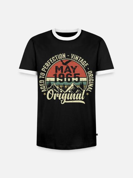 Födelsedag maj 1965 Maj 1965 Maj 1965 - Kontrast-T-shirt herr - svart/vit
