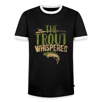 Murmure de poisson Truite - T-shirt contrasté Homme - noir/blanc - Devant - AI Model Female 172 light (172cm) & AI Model Male 178 light (178cm)