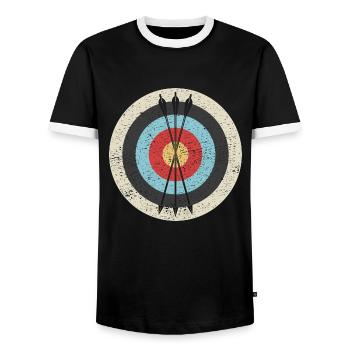 Tir à l'arc - T-shirt contrasté Homme - noir/blanc - Devant - AI Model Female 172 light (172cm) & AI Model Male 178 light (178cm)